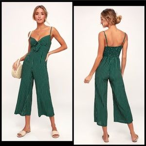 Faithful the Brand Green Pinstripe Jumpsuit